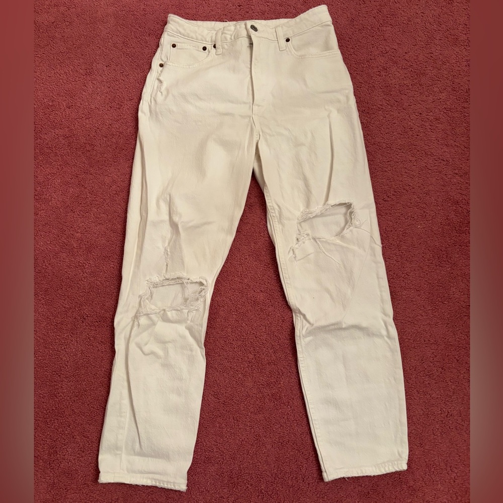 Curve love white ripped jeans